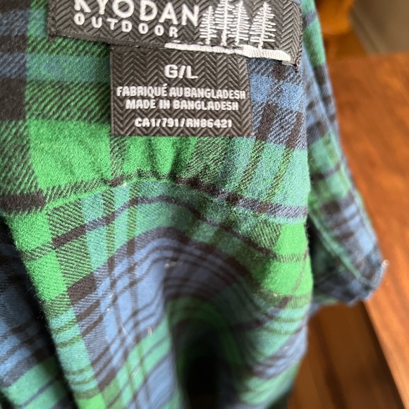 Kyodan Green and Blue Plaid Women's Button Down Shirt - Picture 4 of 5